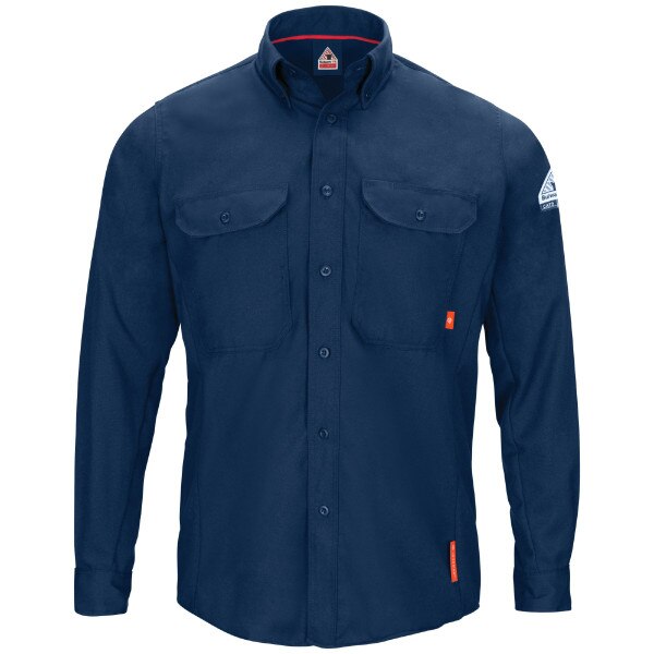 Bulwark iQ Series Comfort Woven Men's Lightweight FR Shirt in Navy